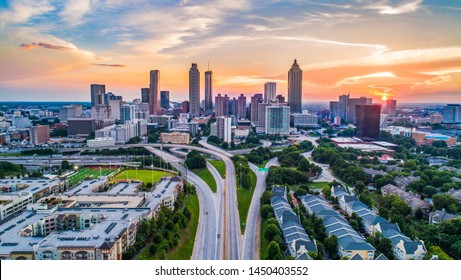 Atlanta, Georgia, USA Downtown Skyline Aerial Panorama.