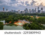 Atlanta, Georgia, USA overlooking Piedmont Park at dusk.