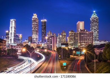 Atlanta, Georgia, USA Skyline Over Freedom Parkway.