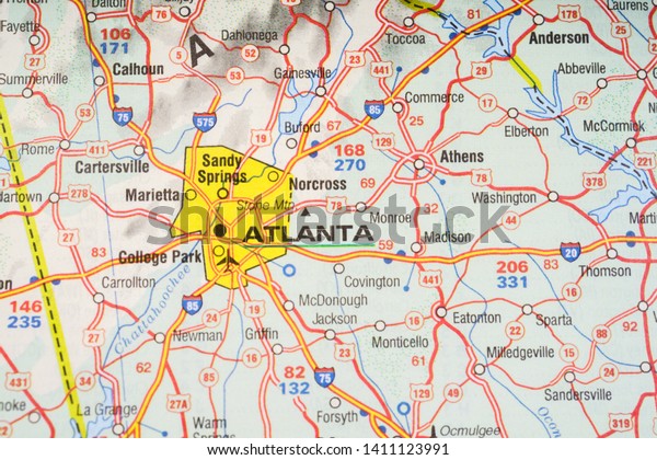 Atlanta On Usa Map Background Stock Photo 1411123991 | Shutterstock