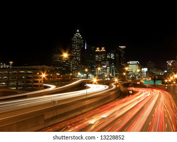 Atlanta Rush-hour At Night - Long Exposure