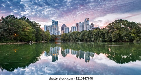 Atlanta Skyline From Piedmont Park At Dusk