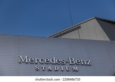 Atlanta, United States Of America; July 2021: Mercedes Benz Stadium From Outside, Street View. No People.