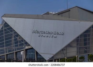 Atlanta, United States Of America; July 2021: Mercedes Benz Stadium From Outside, Street View. No People.