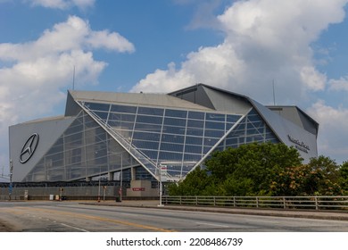 Atlanta, United States Of America; July 2021: Mercedes Benz Stadium From Outside, Street View. No People.