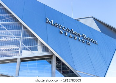 Atlanta, USA - Jan 18th 2021: View Of The Mercedes Benz Stadium In The City Of Atlanta, GA