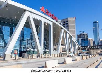 Atlanta, USA - Jan 18th 2021: View Of The State Farm Arena In The City Of Atlanta, Georgia