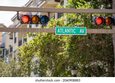 Atlantic Avenue Street Sign Traffic Light Delray Beach FL