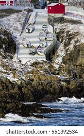 Atlantic Canada Slipway Covered With  Snow