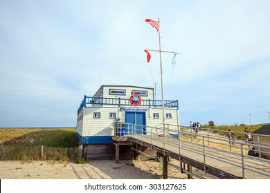 Atlantic City Beach Patrol Building In New Jersey. 