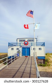 Atlantic City Beach Patrol Building In New Jersey. 