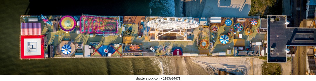 Atlantic City Board Walk Aerial Panorama  Amusement Park Pier View New Jersey USA