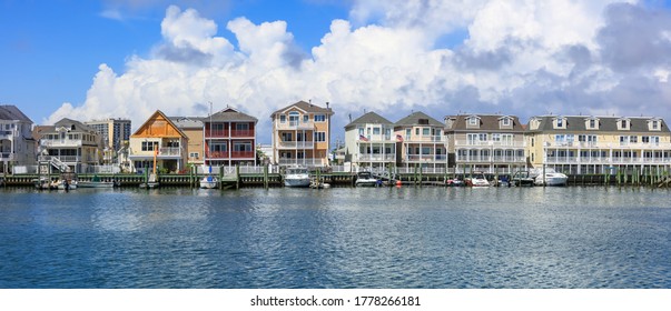 ATLANTIC CITY NEW JERSEY - JULY 5: Ocean View Of Luxury Homes At The Atlantic City Coast On  July 5, 2018 In Atlantic City New Jersey.