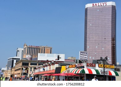 ATLANTIC CITY, NJ - MAY 19: Ballys Hotel Casino At Atlantic City Boardwalk In New Jersey, On May 19, 2019. Atlantic City Is A Resort City In The Northeast Known For Its Casinos, Boardwalk And Beach.