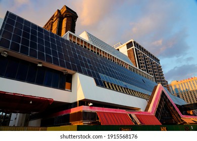 Atlantic CIty, NJ USA - Jan. 25, 2021: A Landmark On The World Famous Atlantic City Boardwalk Since 1984, The    Long Shuttered Trump Plaza Hotel And Casino Is Set To Be Imploded On Feb. 17, 2021.