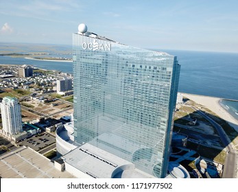 Atlantic City, NJ/USA/Sept. 4, 2018: Ariel View Of The Ocean Hotel And Casino In Atlantic City NJ.