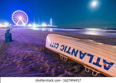 Atlantic City,new Jersey,usa. 09-04-17: Atlantic City Boardwalk At Night.