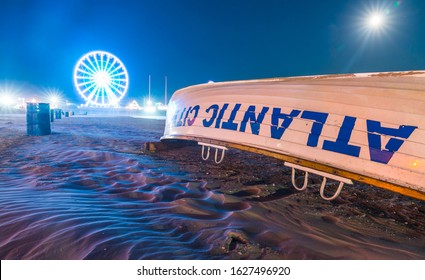 Atlantic City,new Jersey,usa. 09-04-17: Atlantic City Boardwalk At Night.