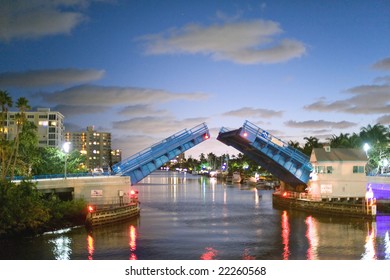 Atlantic Intracoastal Waterway In Palm Beach Region Of Southeast Florida At Dusk