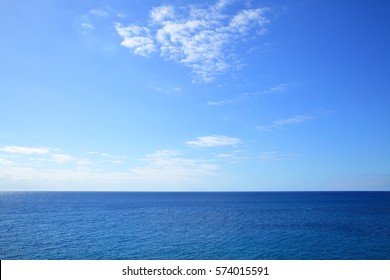 Atlantic ocean - beautiful seascape sea horizon and blue sky, natural photo background 