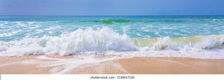 Atlantic Ocean, Front View Of Waves On The Beach