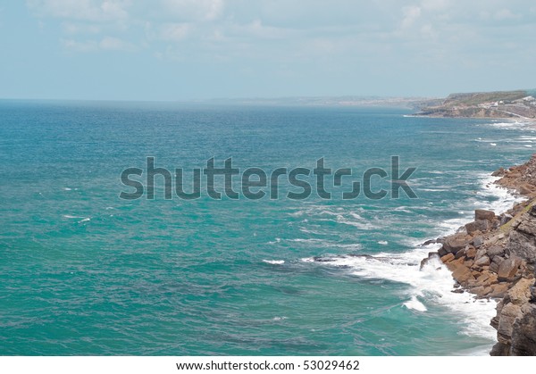 Atlantic Ocean Portugal Beach Nearest Cascais Stock Photo