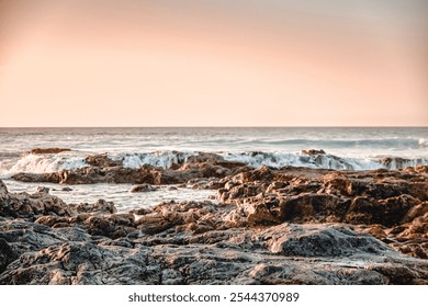 Atlantic Ocean Waves Crashing on a Canary Island at Golden Hour - Powered by Shutterstock