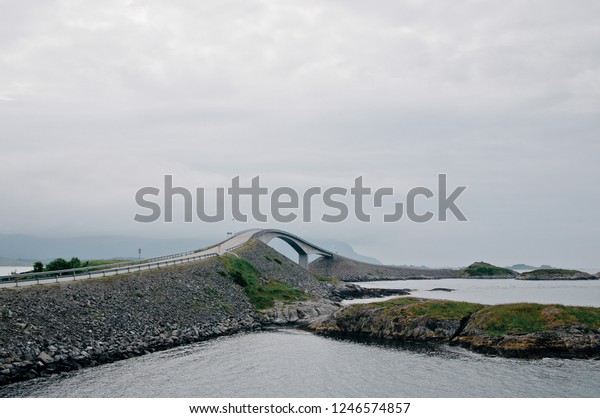 Atlantic Road. Travel to\
Norway. A stunning view of Norway’s famous landmark - the legendary\
Atlantic Road