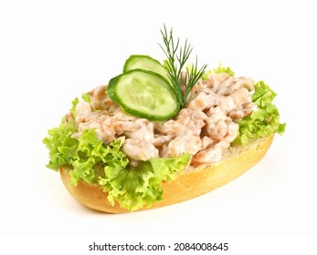 Atlantic Shrimps Bun On White Background - Isolated