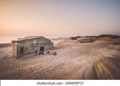 Atlantic Wall At Sunrise On The North Sea Coast