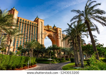 Atlantis Palm hotel at the end of the palm island in Dubai