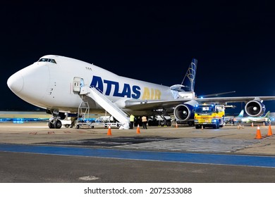 Atlas Air Boeing 747 Parked At Night Viracopos Campinas Airport, Sao Paulo, Brasil 2021