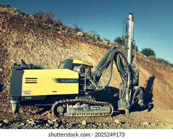 Atlas Copco Flexiroc Crawler Drilling Rig At Construction Site. Istanbul, Turkey - December 2019