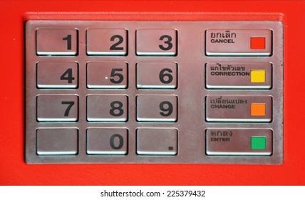 ATM Key Pad On The Red Background