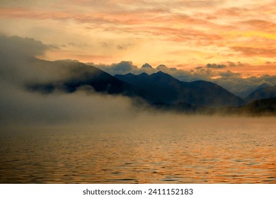 Atmospheric morning fog over Lake Yazevoe in eastern Kazakhstan.
Lake Yazevoe is located at an altitude of 1685 meters above sea level. It is part of the State National Natural Park 