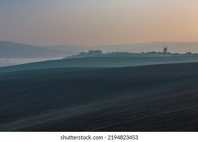 An Atmospheric Morning View In The South Downs In Winter