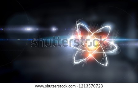 Atom molecule. Mixed media