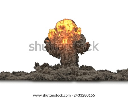 Atomic Bomb Explosion. Shock wave and mushroom cloud