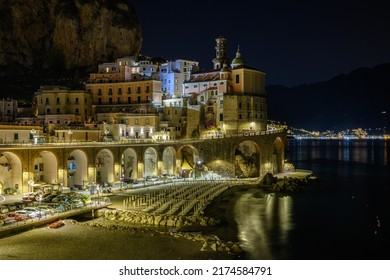 Atrani On The Amalfi Coast At Night