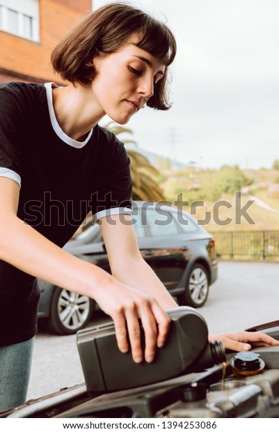 Atratactive Girl Short Hair Black Shirt Stock Photo Edit Now