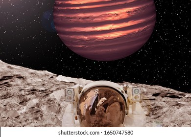 Atronaut on the extrasolar planet. Elements of this image furnished by NASA.