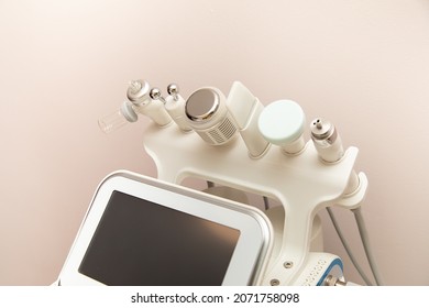 Attachments to device HydraFacial facial skin care machine in spa clinic for anti-aging or acne treatment. concept of aesthetic medicine, self-care, latest technologies in beauty industry, photo - Powered by Shutterstock