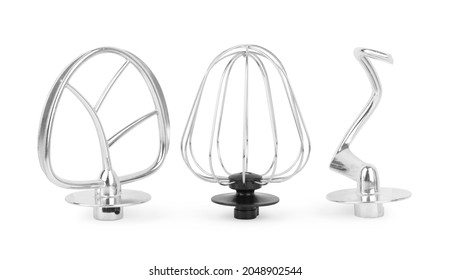 attachments for a planetary mixer, for whipping cream and kneading dough, on a white background concept of kitchen appliances - Powered by Shutterstock