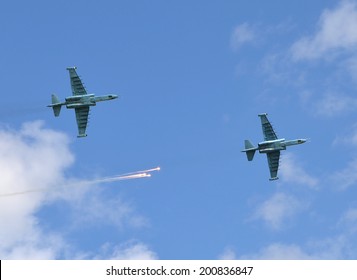 Attack aircrafts in the sky