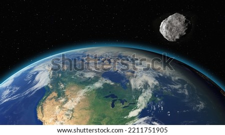 Attack of the asteroid (meteor) with shock wave on the Earth 
