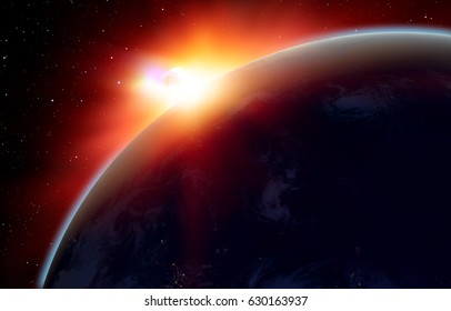 Attack of the asteroid on the Earth "Elements of this image furnished by NASA