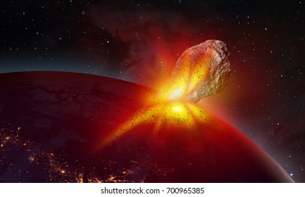 Attack of the asteroid on the Earth 