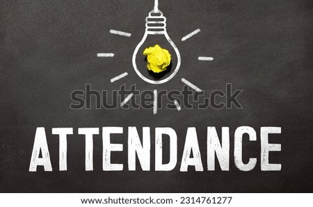 ATTENDANCE REPORT, large notepad with text near a plant in pots and glasses.