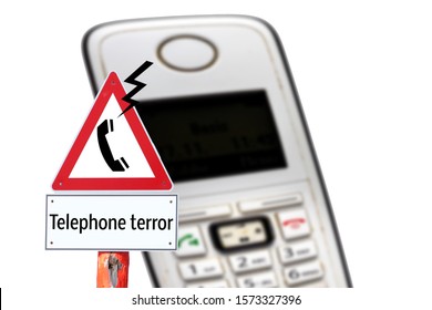 Attention Telephone Terror Warning Sign Isolated