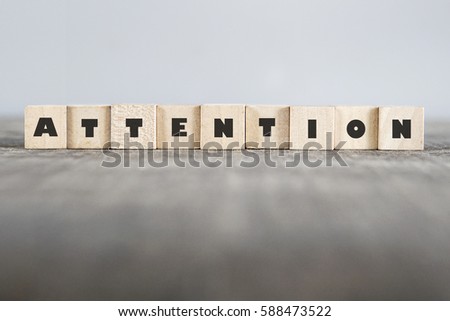 ATTENTION word made with building blocks